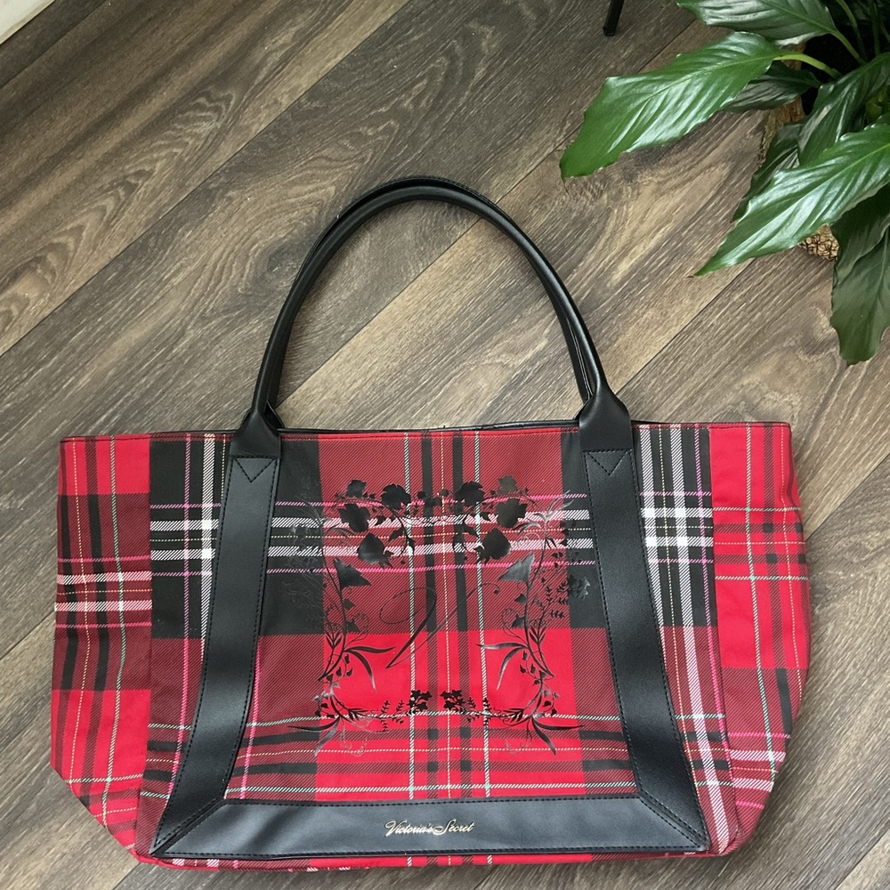 Victoria's Secret Red and Black Checkered Tote - Picture 6 of 10